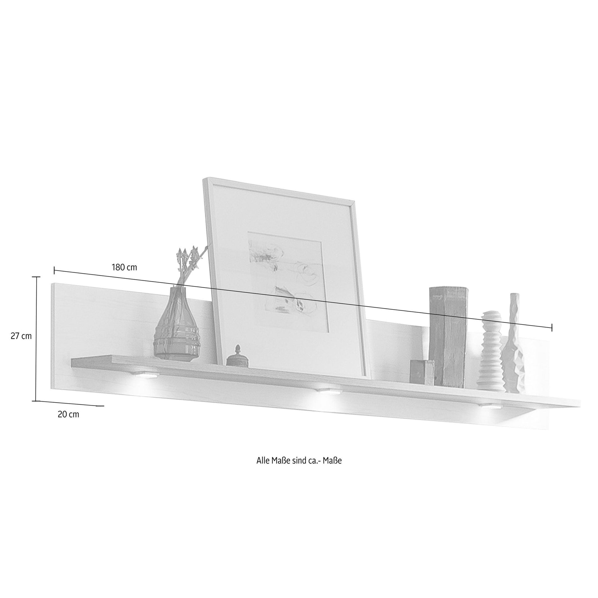 Wandregal "York", Weiss & Eiche, Maße: 130x27x20cm set one by Musterring