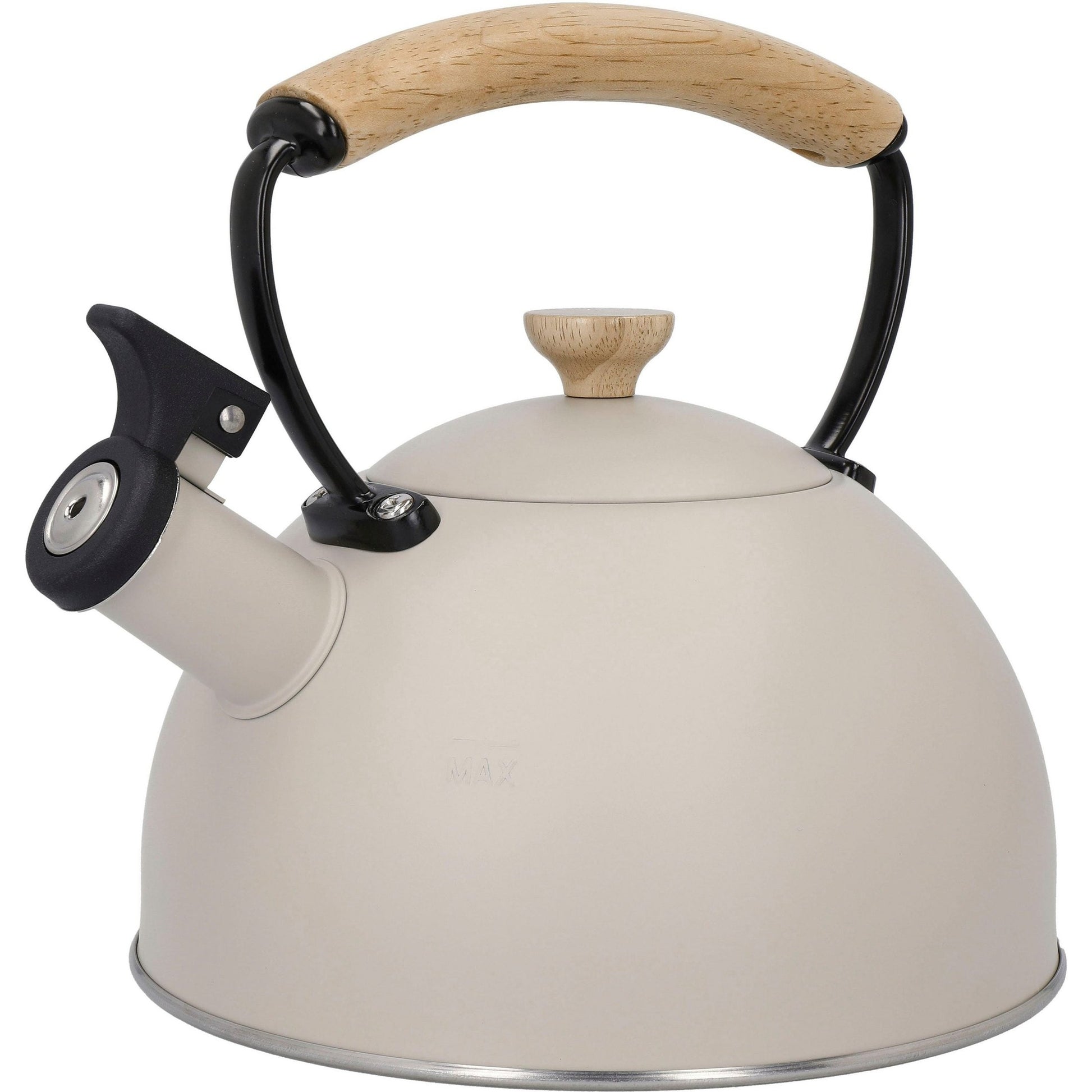 Wasserkessel, pfeifend, beige, mit Holzgriff, 1,6 Liter, Induktion - LA CAFETIÈRE LA CAFETIÈRE
