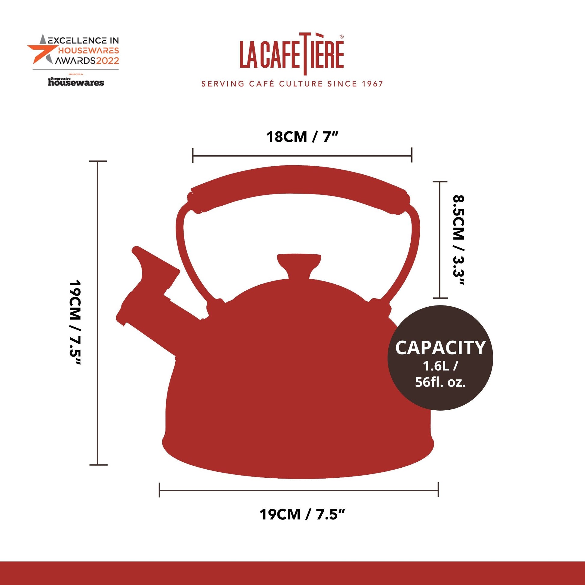 Wasserkessel, pfeifend, schwarz,mit Holzgriff, 1,6 Liter, Induktion - LA CAFETIÈRE LA CAFETIÈRE