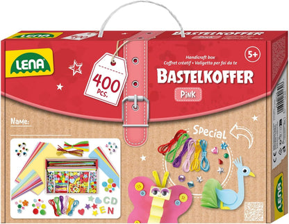 SIMM - "LENA® 42714", Kit de manualidades rosa (papel, gomaespuma, pompones, etc.), 400 piezas
