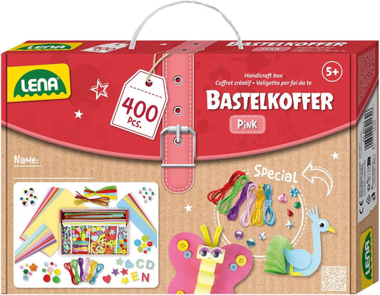 SIMM - "LENA® 42714", Kit de manualidades rosa (papel, gomaespuma, pompones, etc.), 400 piezas