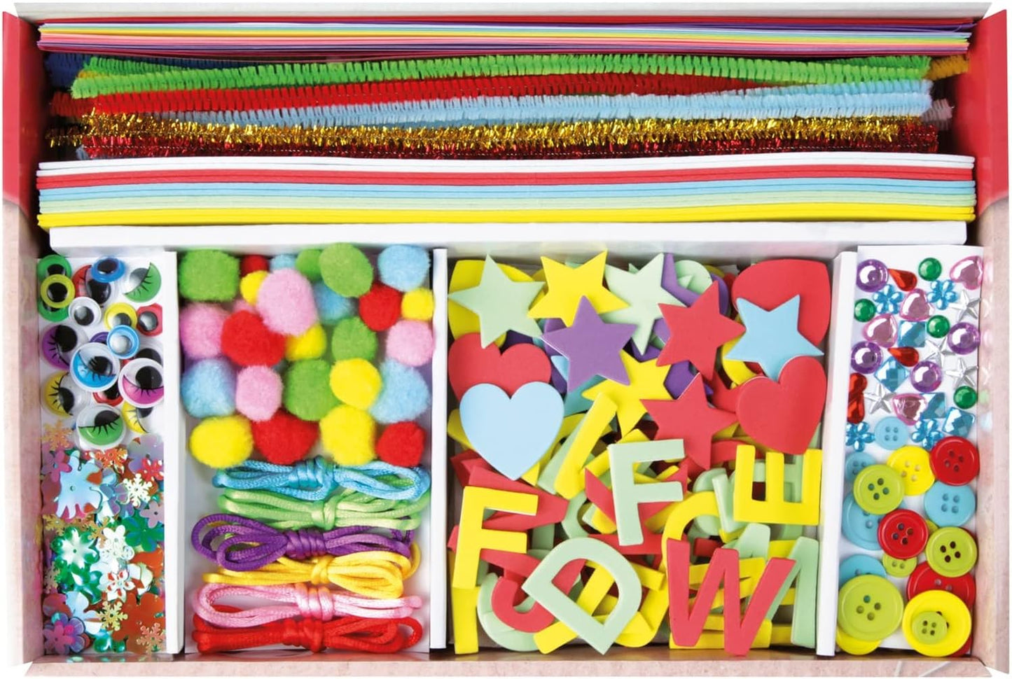 SIMM - "LENA® 42714", Kit de manualidades rosa (papel, gomaespuma, pompones, etc.), 400 piezas