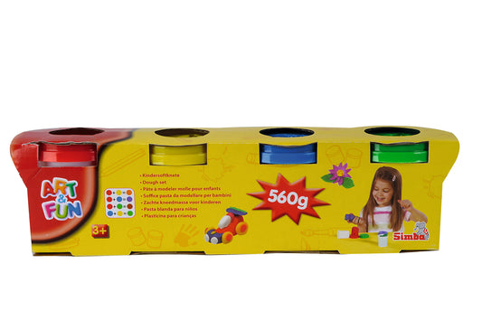 SIMBA - "Arte y Diversión", arcilla blanda infantil, 4 colores con tapa con motivo